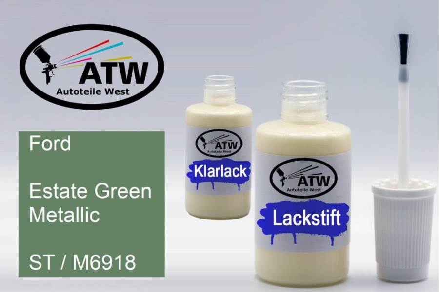 Ford, Estate Green Metallic, ST / M6918: 20ml Lackstift + 20ml Klarlack - Set, von ATW Autoteile West.